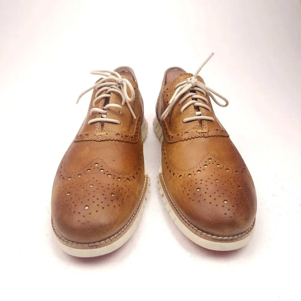 Cole Haan Men's Zerogrand Wingtip Oxford British Tan/Ivory Size 11 M C35186
